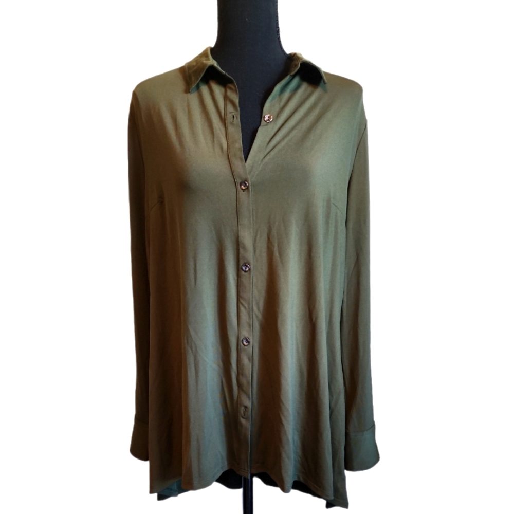 H by Halston Olive Green Blouse